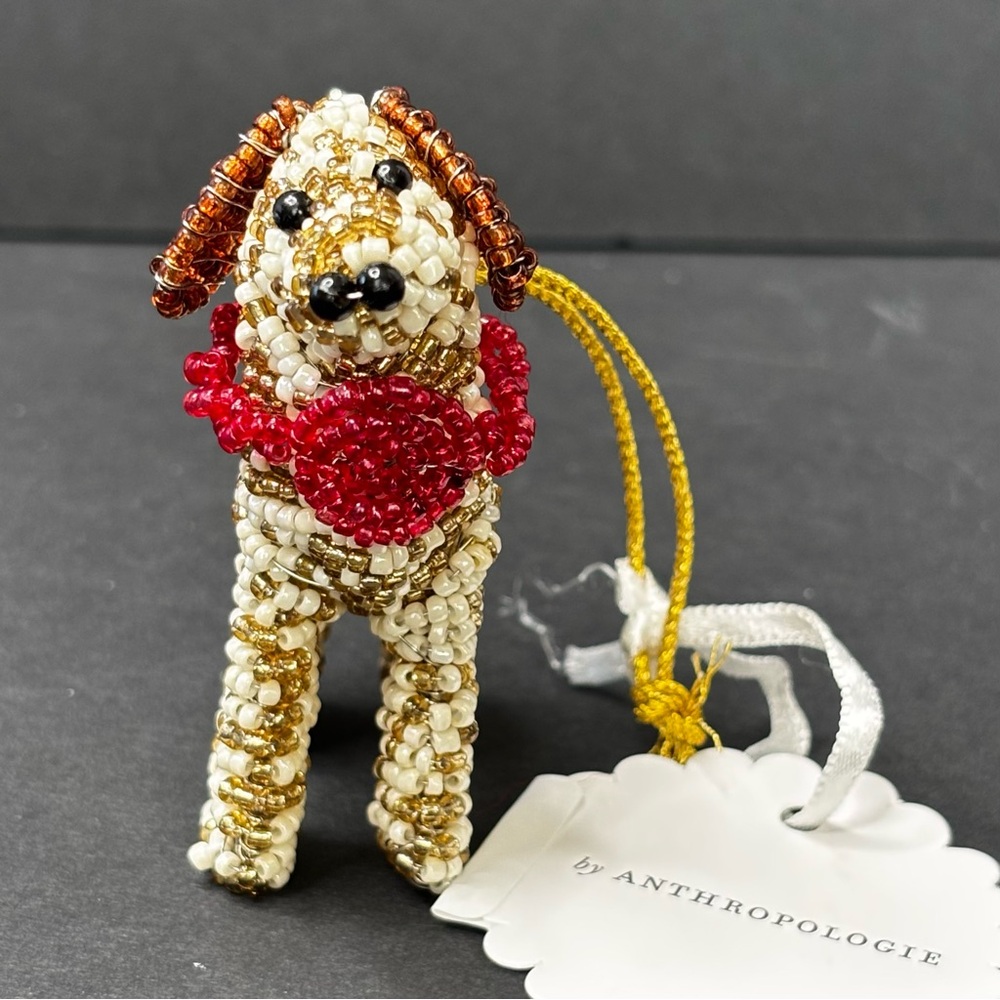 NWT ANTHROPOLOGIE Beaded Dog Ornament DOODLE - Picture 3 of 10
